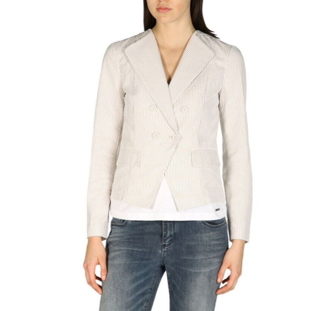 ARMANI EXCHANGE A/X SEERSUCKER BLAZER BEIGE STRIPPED SIZE 4